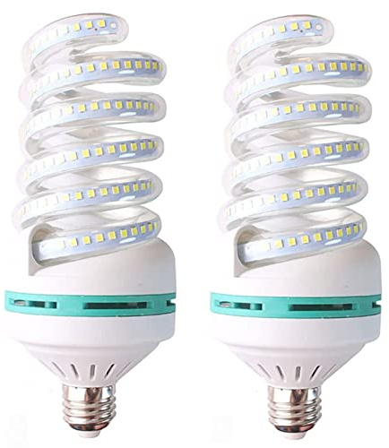 30W Spiral LED Bulbs, E26/E27 Corn Light (250W Incandescent Equivalent), Daylight White 6000K, Non-Dimmable, AC85-265V for Photo, Warehouse, Garage Lighting, Home, 2 Pack