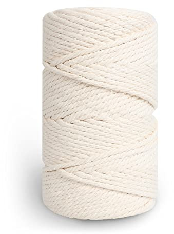 ipow 5mm x 100m Filo macrame Corda Cotone Cordoncino cotone Macramè filo 5mm Naturale DIY Fai da te Creazione artigianale, Decorazione da parete, ecc
