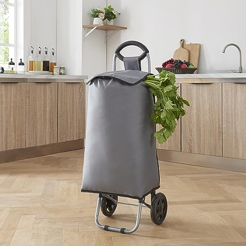 [en.casa] Einkaufstrolley Nørre klappbarer Einkaufswagen 93 x 32 x 30 cm Einkaufsroller bis 30 kg Transportwagen mit großer Ladekapazität Handwagen mit Rollen Dunkelgrau/Schwarz