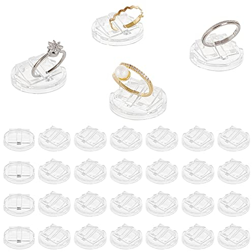 AHANDMAKER 30 Pcs Support D'Affichage de Bague en Acrylique, Transparent Ring Showcase Ring Blocks pour la Vente D'Organisateurs de Stockage de Bijoux pour L'Affichage de la Bague de Mariage, Rond