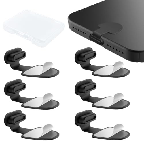 Rierousy 6 stycken USB C dammskydd, typ C-port skyddskåpa | Kompatibel med iPhone 15/Samsung Galaxy S23/Google Pixel/Xiaomi/OnePlus/Huawei (svart)