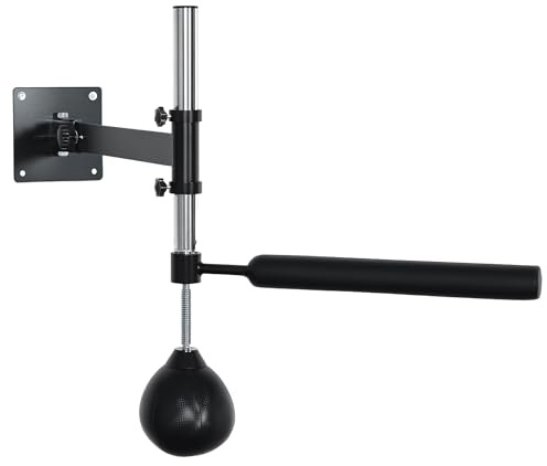 HOMCOM Speed Bag a Parete per Boxe e MMA ad Altezza Regolabile con Asta, Pera Veloce Boxe in Acciaio e PU, per Casa, Palestra, Allenamento, 79x72x20 cm, Nero