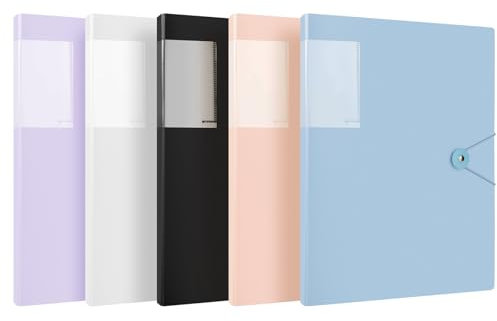 5 Pack A4 Display Folders, Total 150 Pockets Display Book Folder with Plastic Sleeves and Safety Rope Presentation Folders Document Project Folder for School and Offices