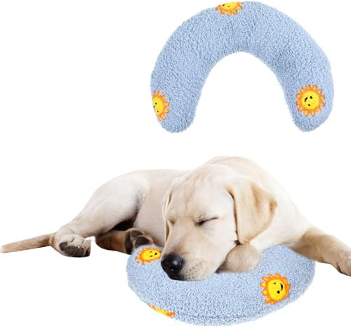 Piriuuo 1 Stück Beruhigungskissen für Hunde, 22 * 26cm Kopfkissen für Hunde Katzen Kissen für Katzen zum Schutz Halswirbelsäule Kissen Hund Hochdichtes Beruhigendes Kissen zum Schlafen Ausruhen(Blau)
