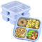 ZHUIYIWIN Snack Boxes (3 Pack), Reusable Bento Lunch Boxes with 3 Compartments for Kids Adults,Divided Food Storage Containers for School Work Travel (Blue)