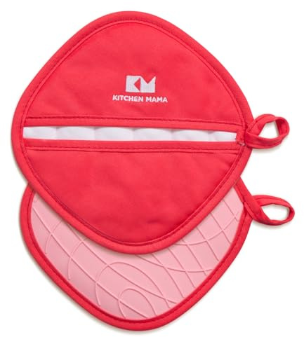 Kitchen Mama 2PCS Silicone Pot Holders, Red