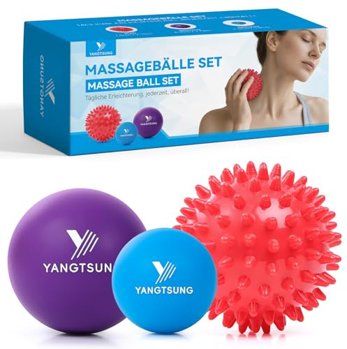 YANGTSUNG Massagebälle Set, 1 Harter Igelball & 2 Lacrosse Massageball, Faszienball Set für Fußmassage, Plantarfasziitis, Triggerpunkt-Therapie, Fußmassage, Myofasziale Release, Anti-Stress