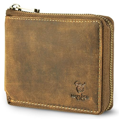 MATADOR Portefeuille pour homme en cuir #BADALONA avec élégante boîte cadeau, Portefeuille élégant en cuir pour homme avec bloqueur RFID, Portefeuille de luxe avec fermeture éclair et nombreux