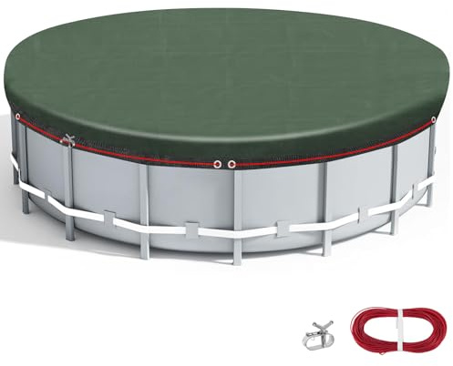 Victoam Cubierta de piscina redonda de 420 cm para 320-366 cm, 2 en 1, cubierta de invierno de 200 g/m², material de polietileno, lona solar para verano e invierno, protección UV, lona para piscina