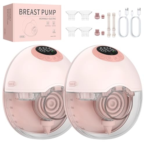 FUNYKICH 2×Sacaleches Eléctrico Manos Libres con 4 Modos y 12 Niveles, Extractor de Leche Materna con Bridas 19/21/24mm,Monitoreo de Nivel de Leche,sin BPA,＜55dB,para Mamás en Casa, Oficina o Viajes