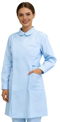 Bata blanca para hombre de manga larga, bata de laboratorio, abrigo de medicina con botones de presión, uniformes de enfermera, disfraz, vestido, ropa de trabajo, cosplay, camisa de trabajo