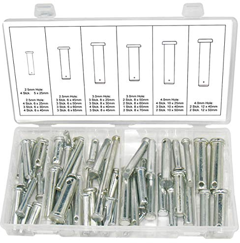 Steckbolzen-Sortiment/Sicherungsbolzen-Sortiment Splinte Sicherungs-Stifte 60-tlg. 6 mm - 12 mm