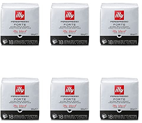 illy Set 6 Packungen Kaffeekapseln iperespresso Forte vollmundige Röstung 18 pz.