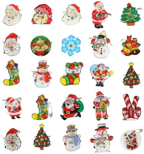Toddmomy 25 Broches de Navidad Led Luminosos Pin de Broche Regalo para Niños (Estilo Aleatorio)