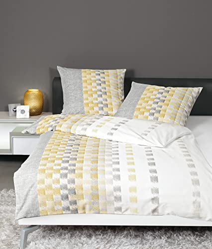 Janine Feinbiber-Bettwäsche Davos 155x220 + 80x80 cm Bernstein-opalgrau