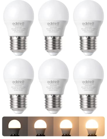 EDISHINE Dimbara LED-lampor E27 bas, P45 glödlampa, 420LM, varmvit 2 700K, 4,8 W motsvarande 40 W, liten rund Edison-lampa för bord, ljuskrona, projektor, 6 st