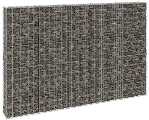 WIFESE 300x30x150 cm Gabionenwand mit Abdeckung Steinkorb Gabione Gabionen Hochbeet Gabionenkorb Pfosten Gabionen Zaun Gabionensäule Steingabionen Pflanzkasten Gabionenkörbe Stahl