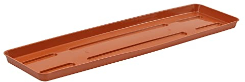 VERDENIA Draco - Sottovaso per piante ed erbe aromatiche, per esterni, in plastica, leggero e stabile, rettangolare, 60 x 15 x 2,5 cm, colore: Terracotta