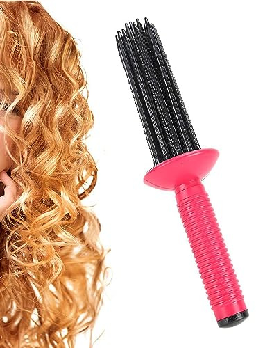 Hair Fluffy Styling Curler Curls Comb,Hair Curler Curling Make Up Brush Roller Tool Portable Comb Anti‑Slip Professional Round Hair Brush for Home Personal Use Travel