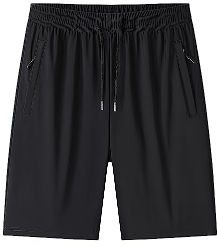 Jamron Män plus size sportshorts gym träning löpning shorts med dragkedja fickor sommar coola stretchiga vardagliga shorts (S-5XL)