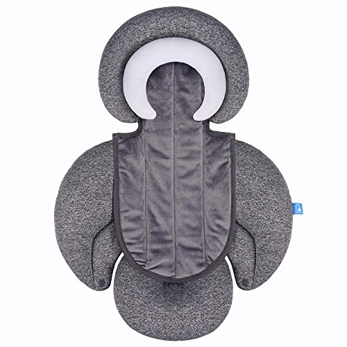 Reductor de asiento para todos los cochecitos, asiento de bebé y soporte corporal para recién nacidos, bebés, cojín extra suave, ideal para todas las estaciones (gris)