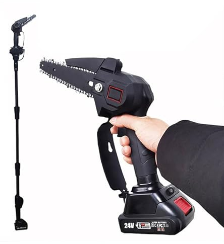 Akku-Hochentaster, Elektro Teleskop Astsäge Hochentaster, 24V, Kann auf 1,8 m verlängert werden