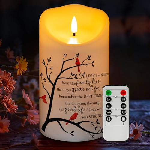 HN HAIINAA Flameless Memorial Candle, Real Wax LED Light with Remote Sympathy Gift Bereavement Gifts for Loss of Loved One Memorial Gifts for Loss of Mother Father Remembrance Gifts (4 x 7)
