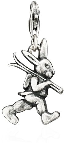 NKlaus damer charm-hänge hare 925 silver antik 21 x 14 mm smycken för berlockarmband amulett 15665, Silver