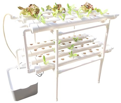 GAOUSD 2 Couches Kit de Culture Hydroponique kit de Plantation Hydroponique Jardin Système D'arrosage Hydroponique 72 Positions Système Hydroponique Végétal,Convient pour la Maison, Jardin