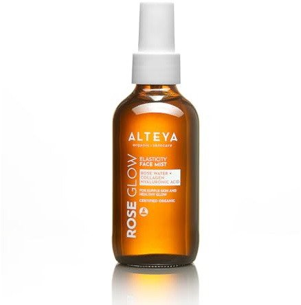 Alteya Organic Rose Glow Elasticity Collagen Face Mist 120 ml – NaTrue-certifierat ekologiskt ansiktsvatten – rosenvatten, hyaluronsyra, havskollagen – stärker elasticiteten och regenererar huden