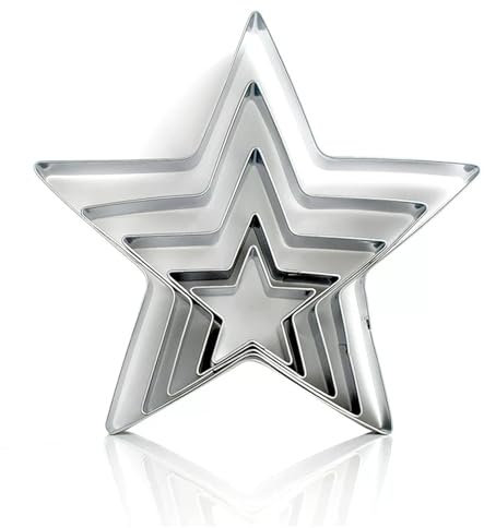 6 Pieces Star Cutters for Baking,Cookie Cutters Christmas Set Pastry Cutter Cake Small Mince Pie Cutter Pentagram Shaped Stainless Steels Metal Xmas Cookies Mould,for Chrismas Holiday Birthday Party