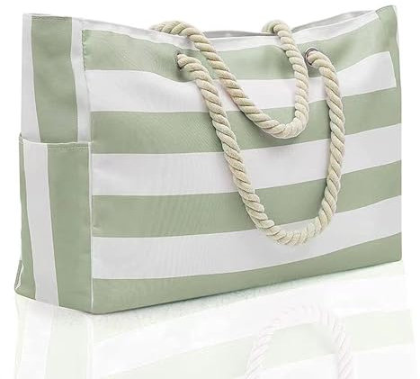 Megcdtr Große Strandtasche, Badetasche Wasserdicht Groß mit Reißverschluss, XXL Familie Schwimmbad Tasche, Beach Tote Bag mit Reißverschluss Faltbar Umhängetasche für Einkauf Strand Fitnessstudio