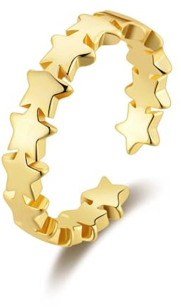 Philip Jones 18k Gold Plated Adjustable Star Band Ring