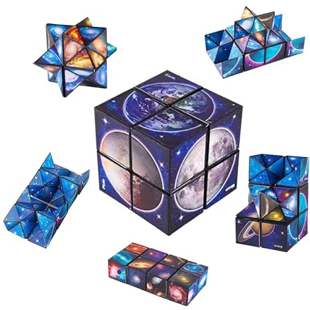 Foyscr 2 in 1 Infinity Cube Toy, for kids aged 6-12 | 3D Puzzle Cube set is a birthday gift for girls,boys,children's space solar system decompression puzzle toy