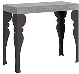 BS COM Console Extensible 90x40/300 cm Paxon Gris Béton Cadre Anthracite