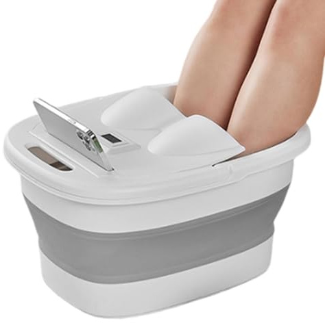 Cesta para las suelas remojar, remojar para navegar por las suelas | Cubo portátil para pediluvio con tapa | Bañera multifuncional para pies con soporte para teléfono y rueda