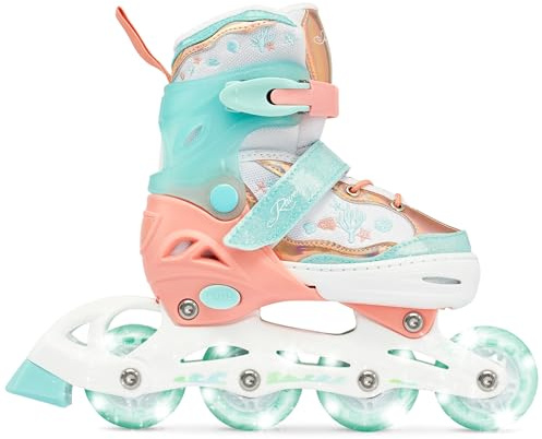 RAVEN Inline Skates Inliner für Kinder Mädchen verstellbar (Isla Orange/Mint, 27-30 (16,5cm-18,5cm))
