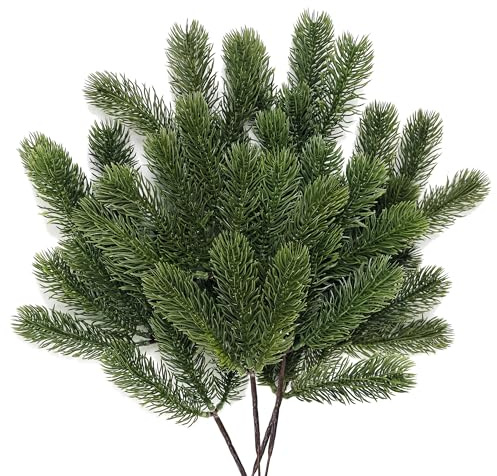 TINA 4 mazzi di rami di abete artificiale come reale, 44 cm, verde abete artificiale, rami di pino artificiali, rami di Natale per decorazioni natalizie, corona dell'Avvento, rami di Natale