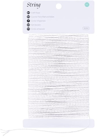 jijAcraft 50M White Cotton String: 2MM Cooking String for DIY Crafts | Natural Food Grade Cooking Cord, Butchers Twine for Kitchen Rotisserie Chicken, Tying Meat, Making Sausage