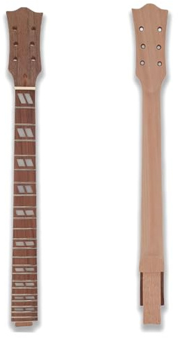 Conboxus Manche de guitare électrique DIY 22 frettes 628 mm Écrou normal Acajou Manche de guitare en palissandre Incrustation cool dans le talon avec reliure naturelle