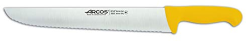 Arcos Couteau Pêcheur Lame Dentelée Acier Inoxydable 35 cm - Durabilité et Précision - Manche Polypropylène Jaune - Série 2900