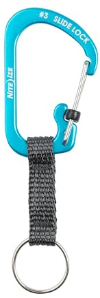 Nite Ize SlideLock Key Ring, Locking Carabiner Key Chain with Webbing, Orange