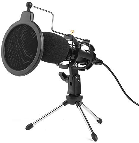 Microphone USB Condenser Mic with Tripod Stand & Pop Filter Set, PC Computer Plug & Play Gaming Mic for Vocal Recording, Podcasting, Streaming