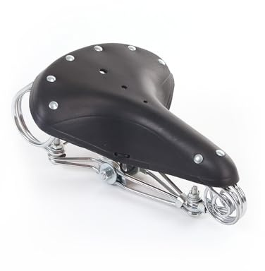 TentHome Selle de Velo Ultra Confortable en Cuir pour Homme et Femme Rétro, Selles pour Vélo de Ville à Ressort Vintage Traditionnel, Selle VTT Confort Homme avec Amortissement Noir