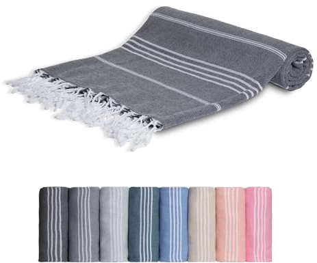 MEBY Toalla de sauna XXL (100 x 200 cm). Toalla de playa, toalla de baño, toalla turca hammam, toalla. 100% algodón (gris antracita)