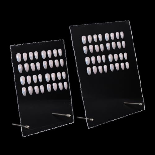 DELORIGIN 2pcs Nail Art Display Board Acrylic Nail Art Organiser Nail Tip Exhibition Clear Removable Holder Nail Practice Board Fingernail Display Rack Stand for Nail Art Design Display Manicure