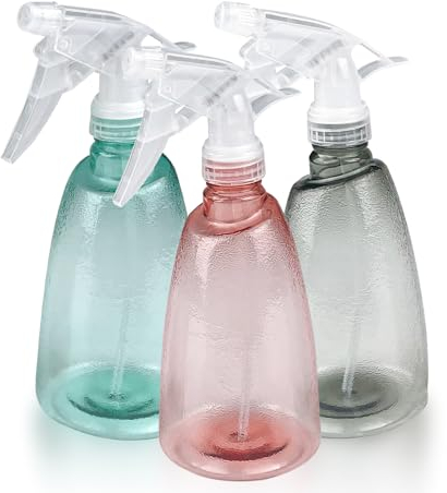 Maxentico 3 Pack Zerstäuber Sprühflasche 500 ml, Nachfüllbar Sprühflaschen Leer, Transparent Spray Bottle, Kunststoff Sprüher Pflanzen, Professional Wassersprühflasche für Blumen, Haare, Reinigung