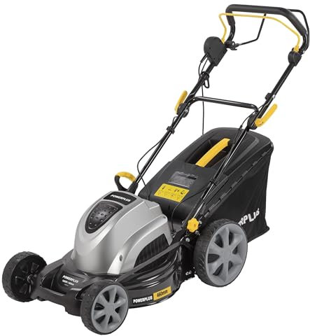 Powerplus Cortacésped Eléctrico POWPG6290 – Cortacésped de 1800W con Ø460 mm, Herramienta de Jardín con Caja de Recolección de 60L, Función de Mulching y Descarga Trasera