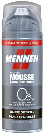 MENNEN – Mousse à Raser Douceur Peau Sensible, Confort Optimal pour Barbes Difficiles (250 mL) - Le lot de 3