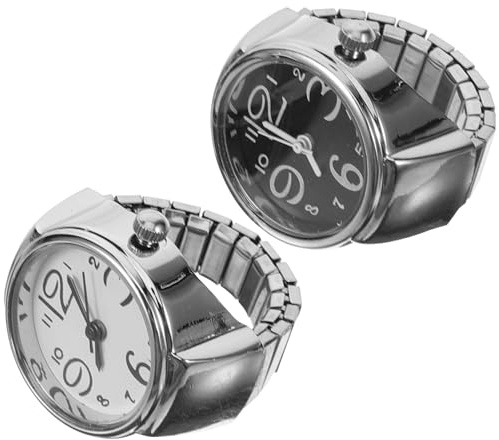 BESPORTBLE Ring Watch for Women Men 2 Pcs Mini Finger Watch Digital Ring Lightweight Decorative Jewelry Accessory for Casual Daily Wear